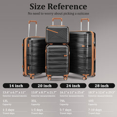 Luggage 4 Piece Sets(14/20/24/28), Hard Shell Lightweight TSA Lock Carry on Expandable Suitcase with Spinner Wheels Travel Set for Men Women