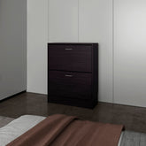 Wenge Shoe Cabinet with 2 Tilt-Out Doors