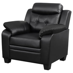 Winchell Black Upholstered Padded Arm Tufted Accent Chair