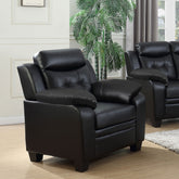 Winchell Black Upholstered Padded Arm Tufted Accent Chair