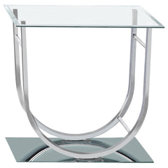 Amelia Chrome Square U-Shaped Glass Top Side End Table