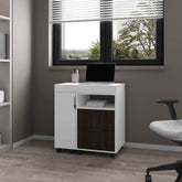 White and Stained Walnut 2-Drawer Extendable Desk with Sliding Mechanism
