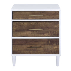 White and Weathered Oak 3-drawer Accent Table