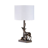 19.75" In Capreolus Bronze Western Roe Deers Polyresin Table Lamp
