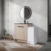 42 Inch Freestanding Bathroom Vanity with Black Ceramic Sink and Storage Cabinets, Soft Closing Door, 02430+0312 Combination Cabinet, KD-Package