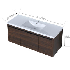 48 Inch Bathroom Cabinet With Sink,Soft Close Doors and Drawer,Float Mounting Design,48x18