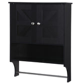 Over The Toilet Storage Cabinet,Farmhouse Medicine Cabinet with 2 Door and Adjustable Shelves,21.65 x 7.1 x 27.6 Inches, Bathroom, Living Room, Black