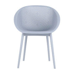 Holiday - 4-Pack Light Blue Modern Lounge Chairs – Indoor/Outdoor All-Weather PP Plastic with 55 Inch White Modern Long Table - Indoor/Outdoor- Lightweight PP Tabletop with Metal