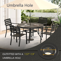 7 Pieces Outdoor Patio Dining Set, 6 Stackable Metal Dining Chairs and 52.95" Round Metal Dining Table, Outdoor Table and Chairs for Lawn Garden Backyard Deck