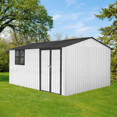 Metal garden sheds 12ftx10ft outdoor storage sheds white+black with window