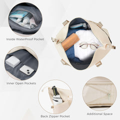 Luggage Sets 4 Piece, Expandable ABS Durable Suitcase with Travel Bag, Carry On Luggage Suitcase Set with 360° Spinner Wheels, ivory and golden