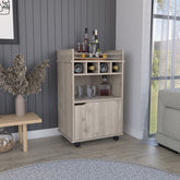 Phoenix Bar Cart with 2 Open Shelves 4 Cubbies and Cabinet
