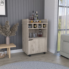 Phoenix Bar Cart with 2 Open Shelves 4 Cubbies and Cabinet