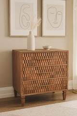 Solid Wood Arno Chest – Teak,Brown,3-Drawers