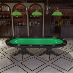 96" Oval Aura Poker Table for 10 Players Texas Holdem Poker Card with Bet Line Felt Surface Jumbo Cup Holders Green