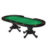 96" Oval Aura Poker Table for 10 Players Texas Holdem Poker Card with Bet Line Felt Surface Jumbo Cup Holders Green