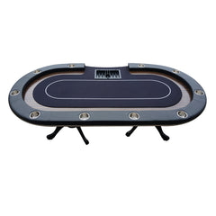 INO Design 96" Poker Table for Casino Texas Holdem Game with Premium Aura Speed Cloth Wooden Texture Racetrack Chips Tray Cup Holders Black