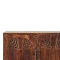 Solid Wood Arco Groove Sideboard,2-doors,Brown