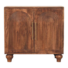 Solid Wood Arco Groove Sideboard,2-doors,Brown