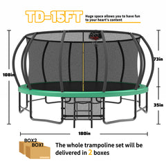 15FT Trampoline with Basketball Hoop - Recreational Trampolines with Ladder ,Shoe Bag and Galvanized Anti-Rust Coating