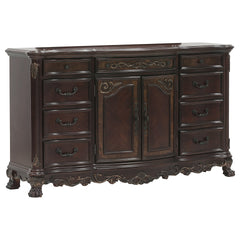 Cherry Finish Formal Bedroom Furniture 1pc Dresser w 9x Drawers Bottom Cabinet Adjustable Shelf Traditional Design Wooden Furniture