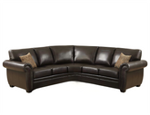 Sectional Leather Sofa with Antique Brass Nail Head Trim, Wooden Frame, High-Density Foam, Ideal for Family Gatherings