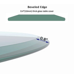 24" Round Tempered Glass Table Top Clear Glass 2/5 Inch Thick Beveled Polished Edge (Old Sku:W126560355)