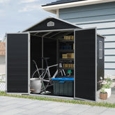 6 ft x 8 ft Resin Outdoor Storage Shed Kit-Perfect to Store Patio Furniture,Black (W540S00025)