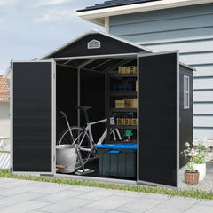 6 ft x 8 ft Resin Outdoor Storage Shed Kit-Perfect to Store Patio Furniture,Black (W540S00025)