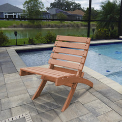Grandcourt Fully Assembed All-Weather HDPE Outdoor Folding Patio Chair, Teak Brown