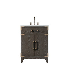Brown Oak Single Bath Vanity 24 in. W x 18 in. D, Acrylic Top, and Faucet Set