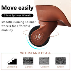 Luggage Sets 4 Piece, ABS Durable Suitcase with Travel Bag, Carry On Luggage Suitcase Set with 360° Spinner Wheels, ivory and brown
