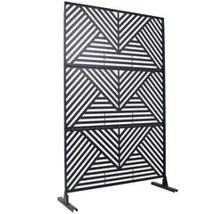 Outdoor & Indoor Privacy Screen Metal Privacy Screen 76" H×48" W, Freestanding Decorative Privacy Screen for Deck Balcony Patio, Privacy Fence Panels for Outside Lawn Garden PS101 BLACK