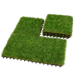 54 PCS Interlocking Artificial Grass Tiles - 12"x12" Turf Outdoor Indoor Fake Grass Deck Flooring Set for Patio, Balcony, Backyard