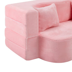 71-inch folding sofa bed, chenille futon sofa bed, high-density foam convertible sofa bed, folding floor sofa bed for living room, guest room, bedroom, pink