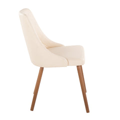 Giovanni Contemporary Accent/Dining Chair in Walnut Wood and Cream Faux Leather by LumiSource - Set of 2