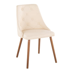 Giovanni Contemporary Accent/Dining Chair in Walnut Wood and Cream Faux Leather by LumiSource - Set of 2
