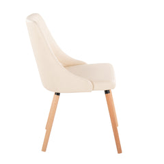 Giovanni Contemporary Accent/Dining Chair in Natural Wood and Cream Faux Leather by LumiSource - Set of 2