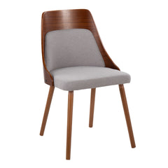 Anabelle Mid-Century Modern Chair in Walnut Wood and Grey Fabric by LumiSource (Set of 2)