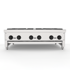 Commercial Gas Stove with 6 Burners, Propane and Natural Gas Countertop Cooking Stove Range, Stainless Steel Gas Hot Plate, Commercial Cooking Equipment for Restaurant, 168,000 BTU