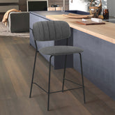 Lurelle 26" Gray Faux Leather and Black Metal Counter Height Bar Stool