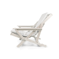 Pinecrest Fully Assembled All-Weather HDPE Outdoor Folding Lounge Chair with Removable Cushion, Ivory