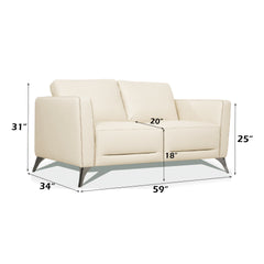 Malaga Cream Leather Loveseat