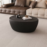 Black Sintered stone Top goose eggs Shape Leather Coffee modern Sofa Table for Living Room furniture ( Each tabletop has a unique pattern)
