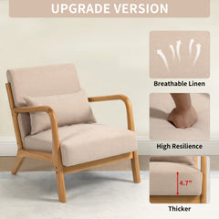Leisure Chair with Solid Wood Armrest and Feet, Mid-Century Modern Accent Sofa,1 seat
