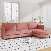 107.8'' Large Size 3 Seater Sofa Couch, L-Shaped Sofas with Movable Ottoman, Arm with Pockets,Modern Fabric Couches for Living Room, Apartment, Office