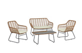 4-Piece Conversation Set in Tan and Cream