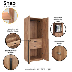 Wardrobe Closet in Golden Brown