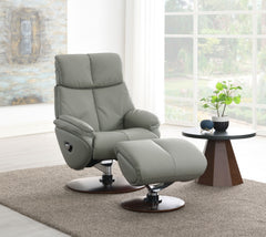 Kandoro Gray Top Grain Leather Accent Chair with Swivel & Ottoman