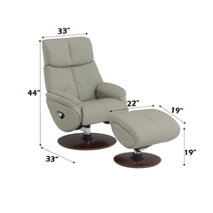 Kandoro Gray Top Grain Leather Accent Chair with Swivel & Ottoman